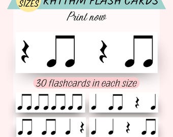 GROTE EN KLEINE (set 2) Rhythm Flash-kaarten: kwartnoot, kwartrust, samengevoegde achtste noten