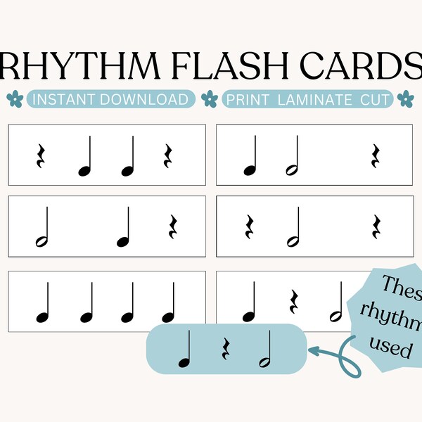 Rhythmus-Karten, Musik für Anfänger, Musiklehrmittel, Musiknoten, Klavierunterricht, Musikunterricht im Vorschulalter, Rhythmusspiele für Kinder