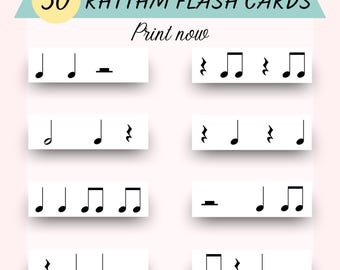 Rhythm Flash Cards (set 2), Crotchet, Crotchet Rest, Joined Quavers ...