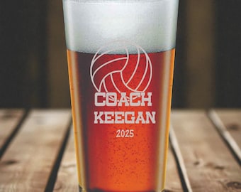 Personalized Coach Pint Glass: Laser Engraved Sports Gift, Custom Team Keepsake