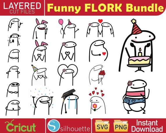 Set of Flork meme stickers | Poster