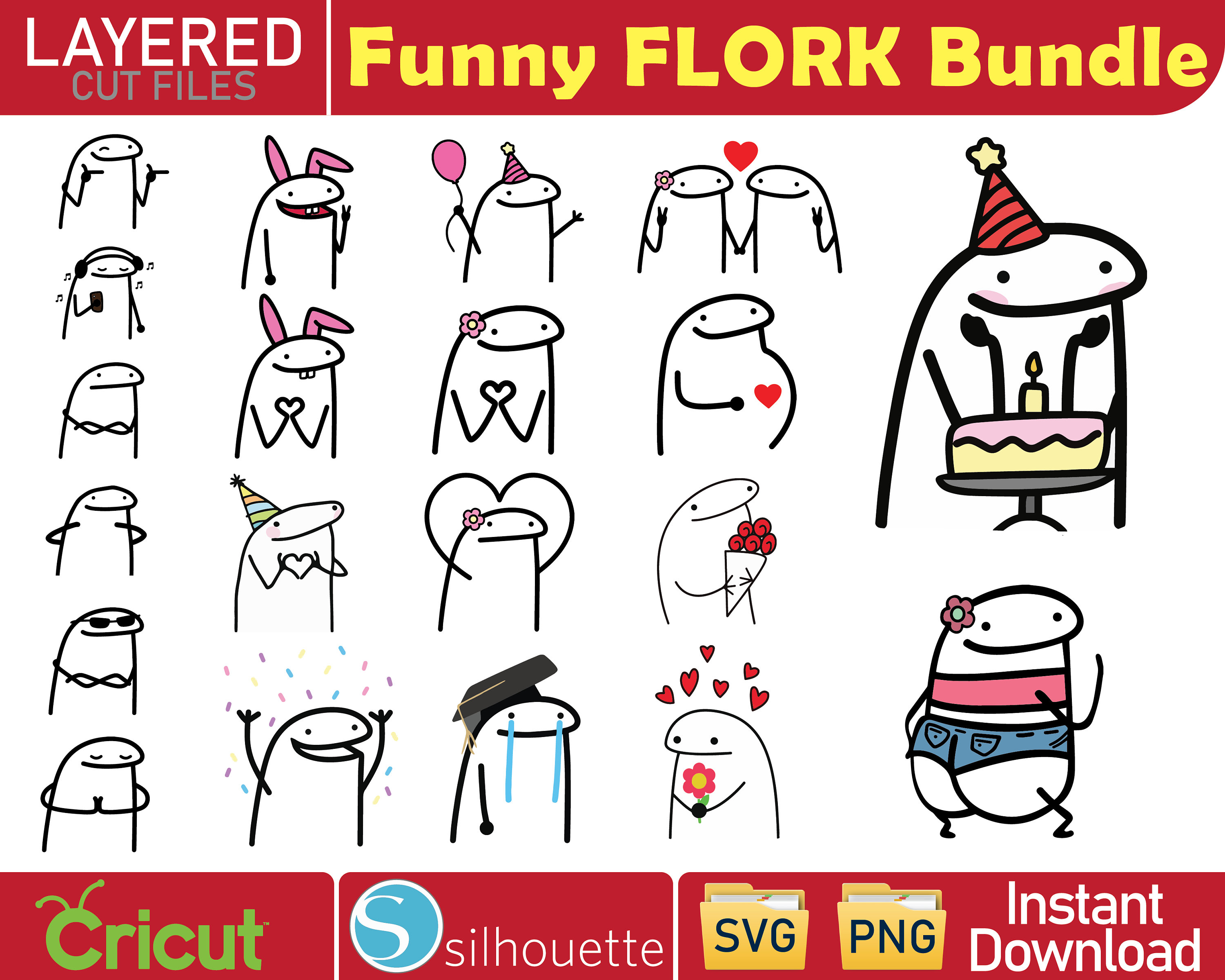 Meme Internet: Flork Pack Happy Birthday. Stock Vector - Illustration of  sticker, print: 252102785