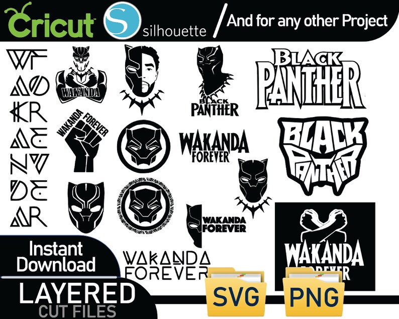 Black Panther SVG Bundle Black Panther Layered Designs Etsy