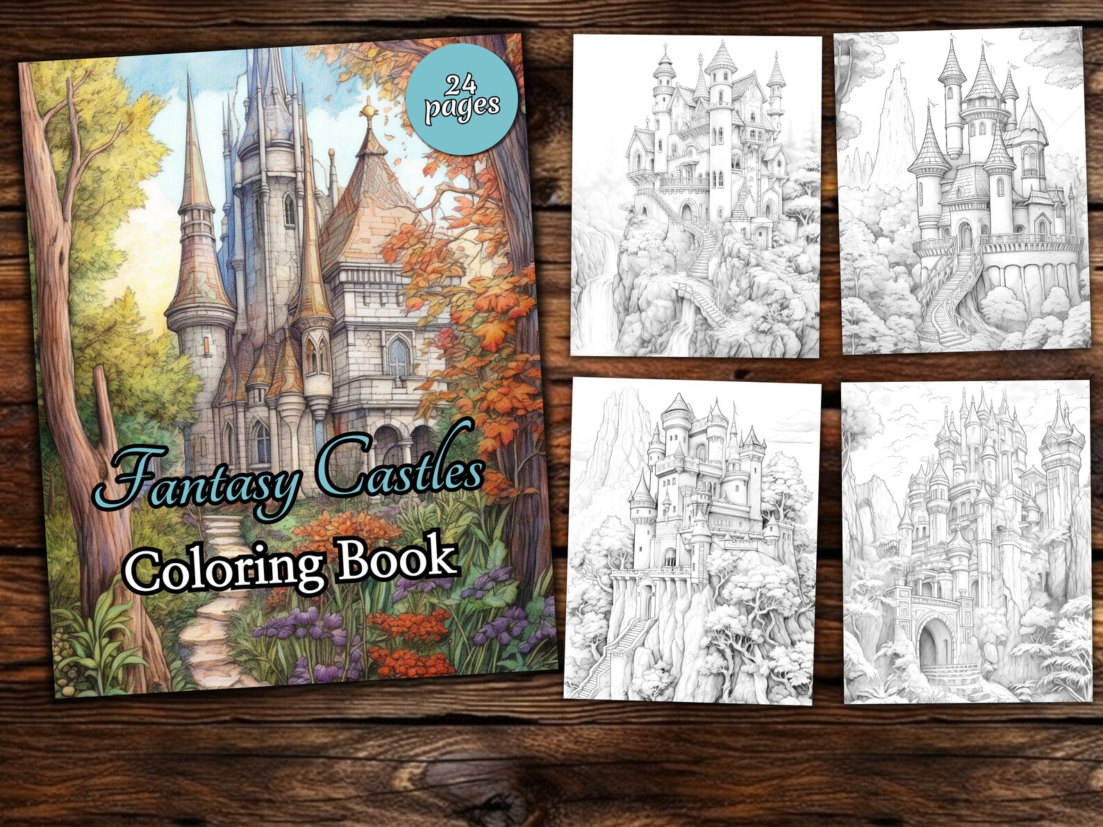 Fantasy Castle Coloring Page Book Fantasy Coloring Book - Etsy