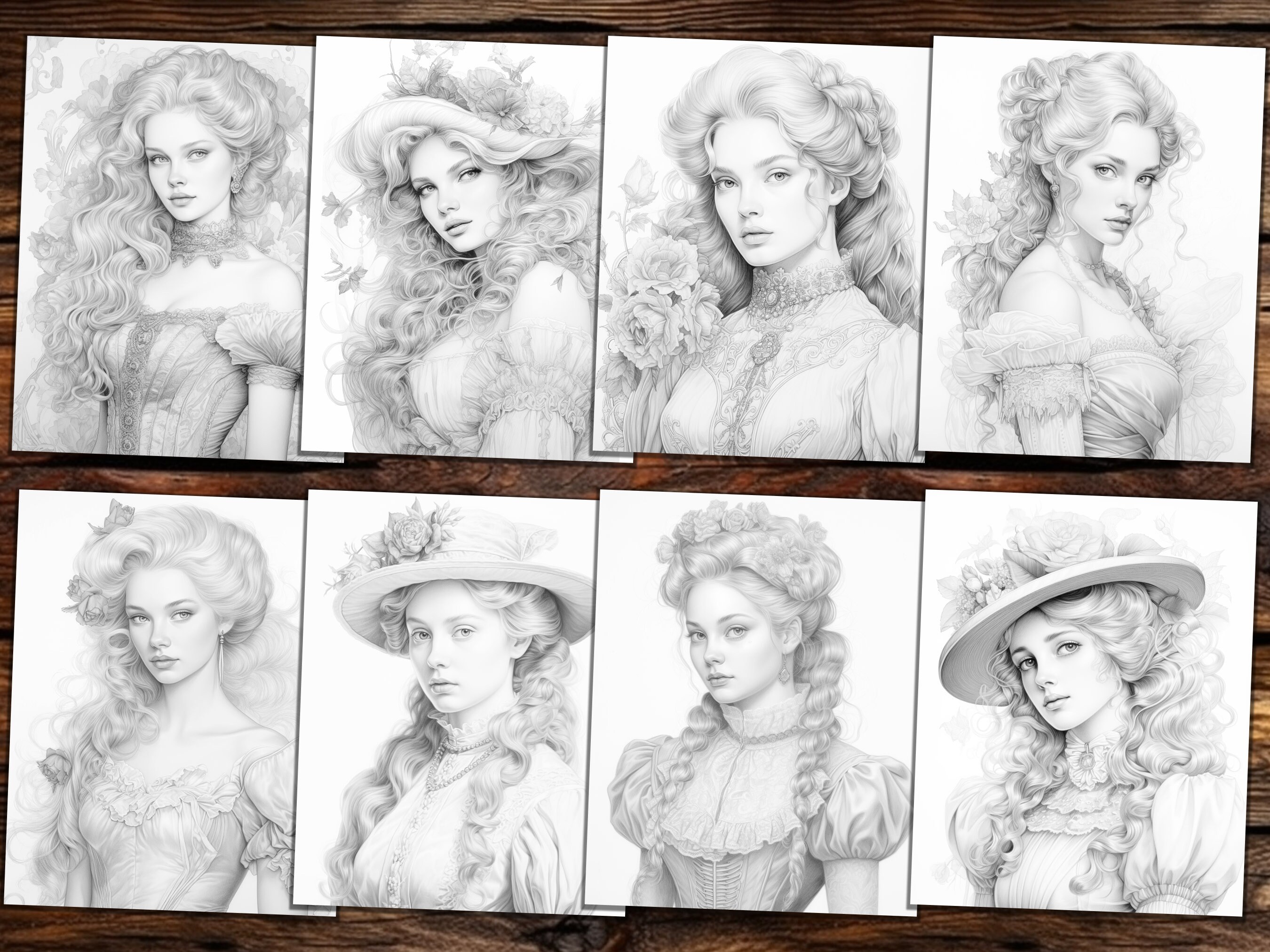 Victorian Women Coloring Book 41 Coloring Pages for Adults - Etsy