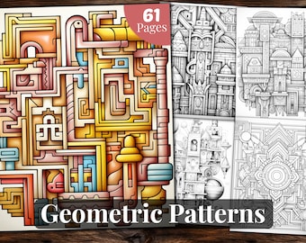 Libro para colorear de patrones geométricos: 61 páginas imprimibles (PDF)