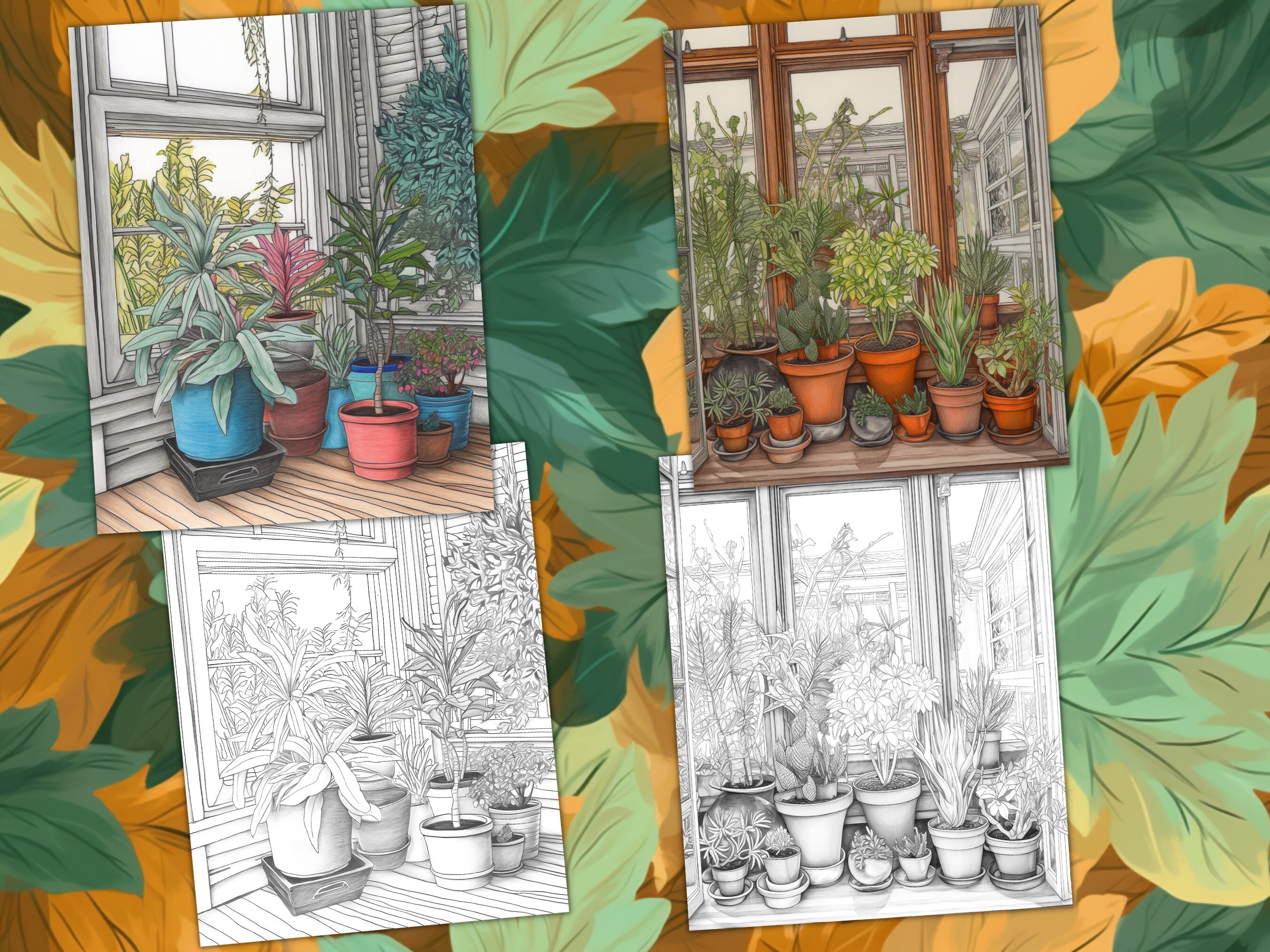 House Plant Coloring Page Book, Adults & Kids, Instant Download ...