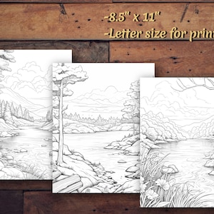 Mountains &amp; Lakes Coloring Book, 39 Coloring Pages, for Adults and Kids ...