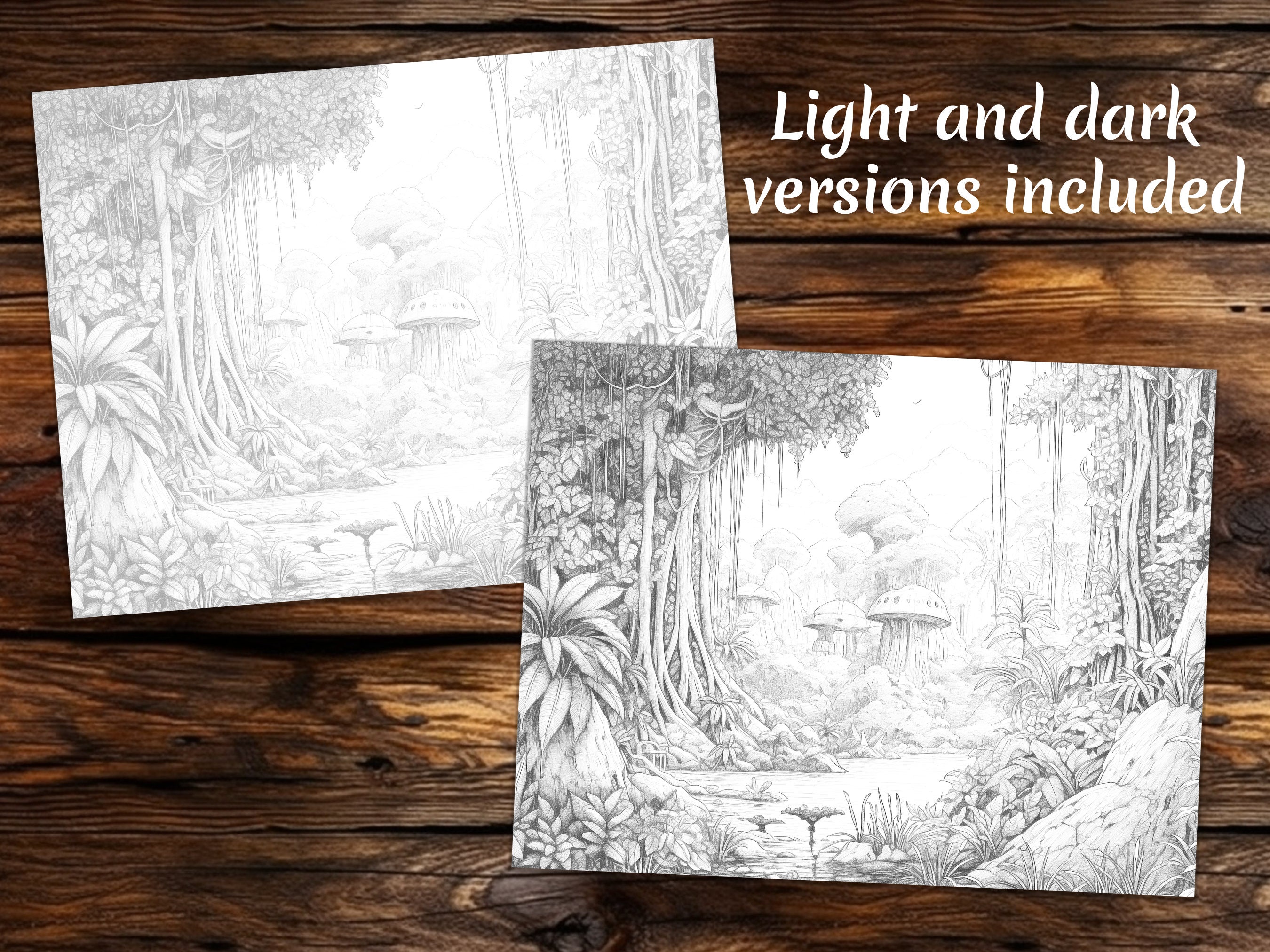 Alien Planet Coloring Book: Grayscale Illustrations (22 Pages ...