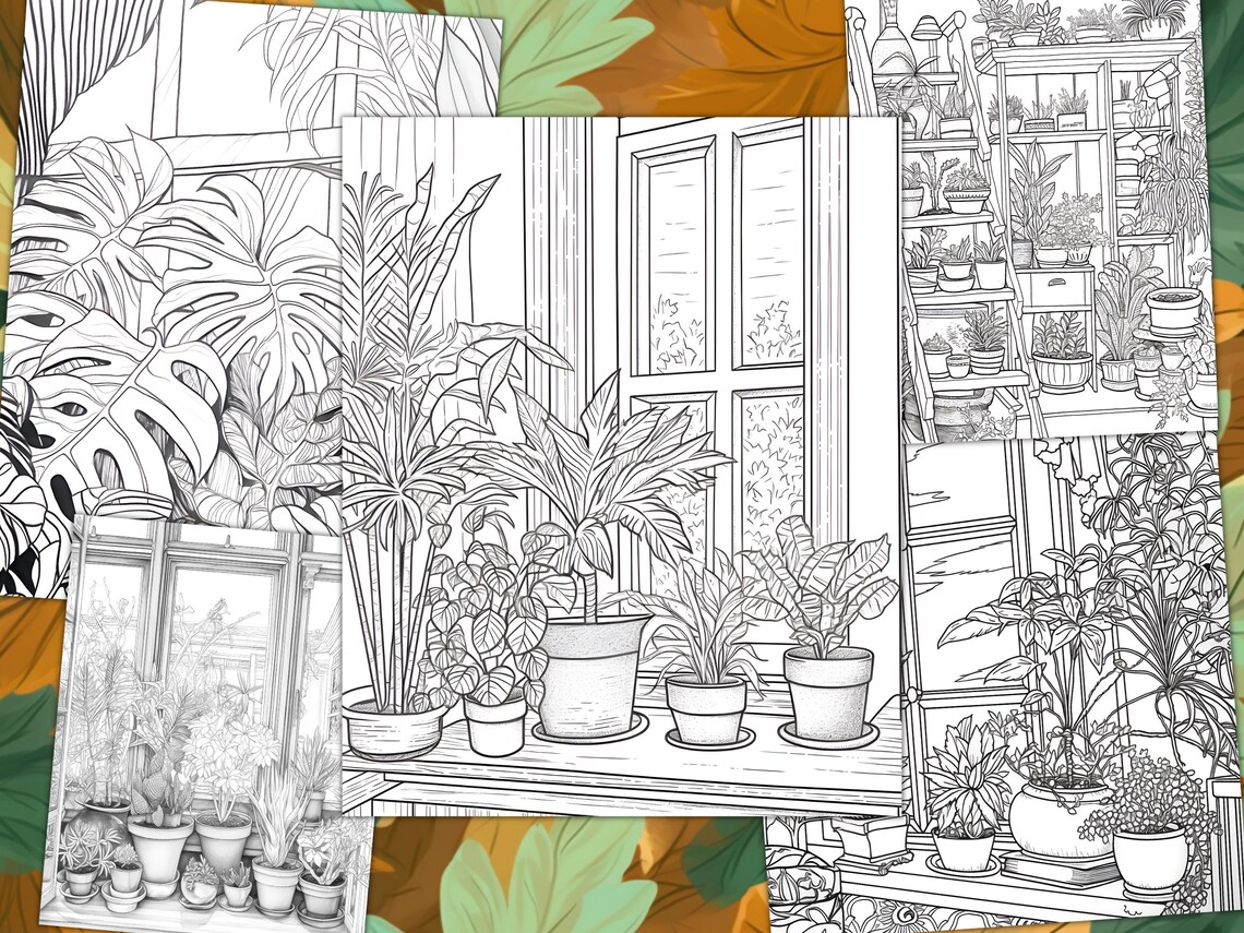 House Plant Coloring Page Book, Adults & Kids, Instant Download ...