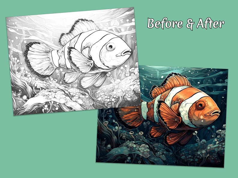 Underwater Animals Coloring Page Book Adults & Kids Instant - Etsy