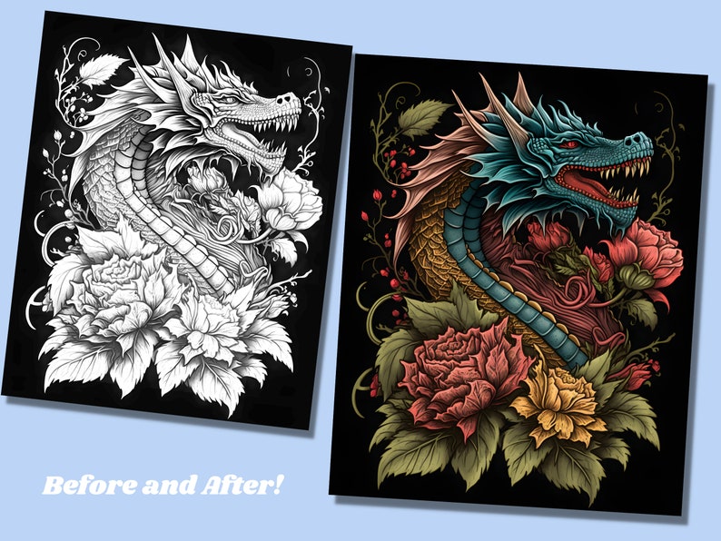 Mythical Creatures Coloring Page Book Adults & Kids Instant - Etsy