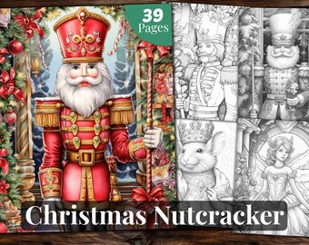 Christmas Nutcracker Coloring Book: 39 Grayscale Pages (Printable PDF)