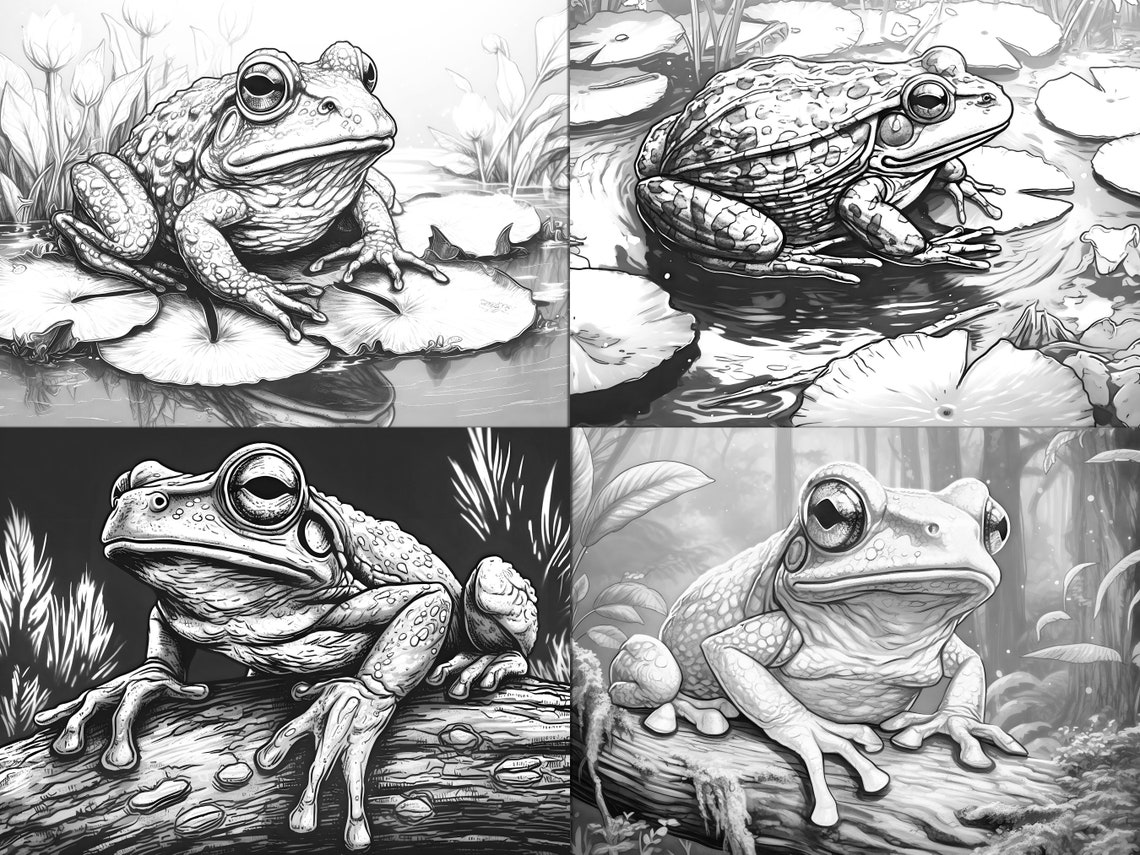 Frogs and Toads Coloring Page Book Fantasy Coloring Book - Etsy