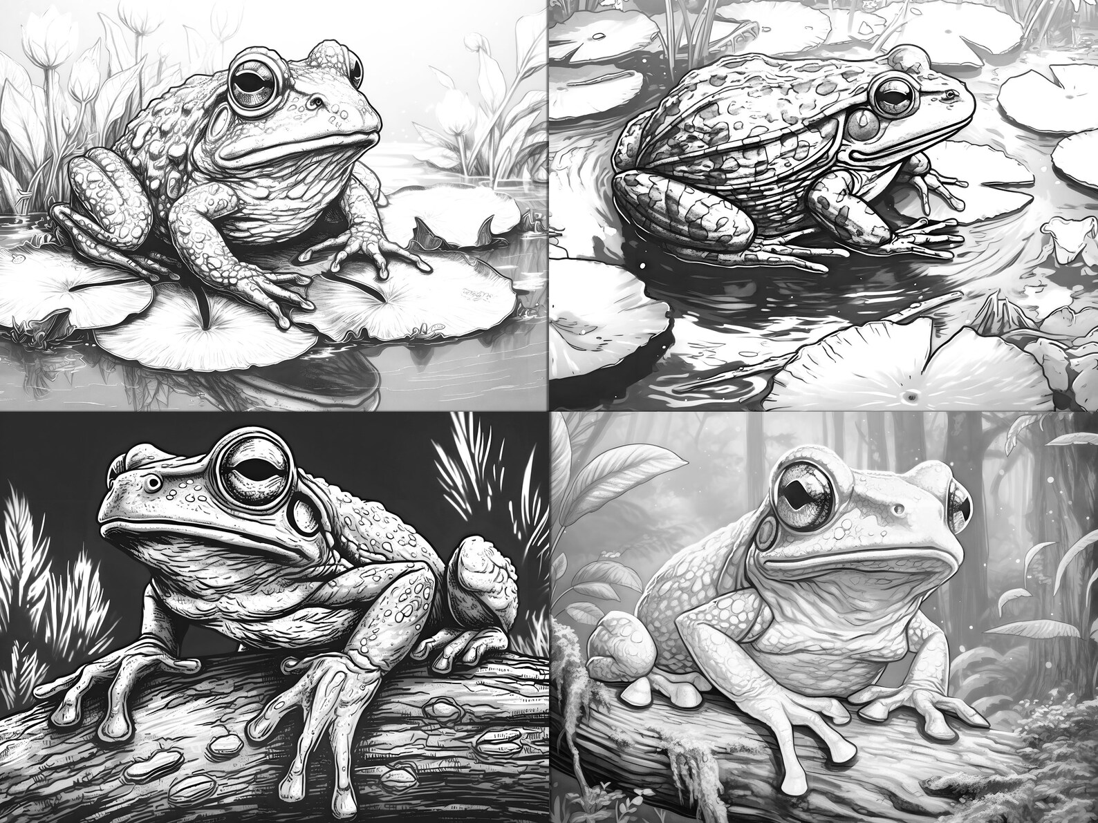Frogs and Toads Coloring Page Book Fantasy Coloring Book - Etsy
