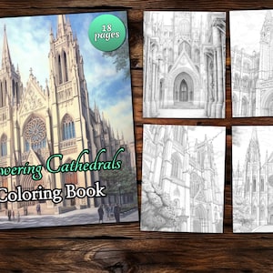 Towering Cathedrals Coloring Page Book, Fantasy Coloring Book, Adult ...