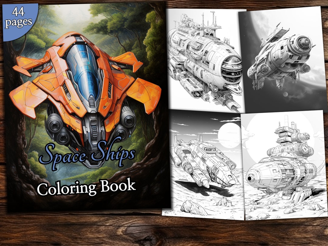 Spaceships Coloring Book: Sci-fi Fantasy, Grayscale Art (PDF Download ...