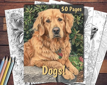 Libro da colorare sui cani: 50 pagine in scala di grigi, per adulti e bambini (PDF stampabile)