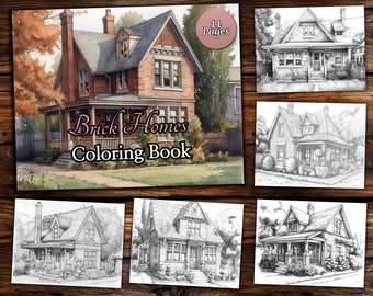 Backsteinhaus Malbuch: Cottagecore Fantasy in Graustufen (PDF)