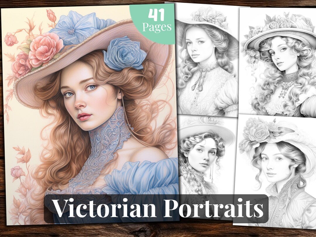Victorian Women Coloring Book, 41 Coloring Pages, for Adults and for ...