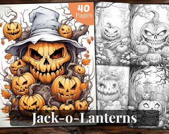 Libro para colorear de calabazas: 40 páginas en escala de grises (PDF imprimible)