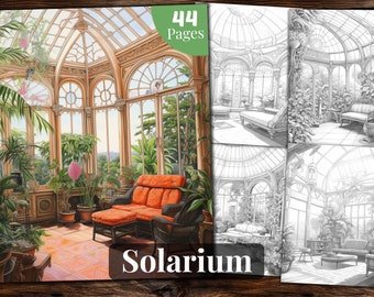 Solarium Grayscale Coloring Book: 44 Printable Pages (PDF)