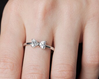 Simple 2 Heart Diamond Promise Ring- Fascinating Diamonds