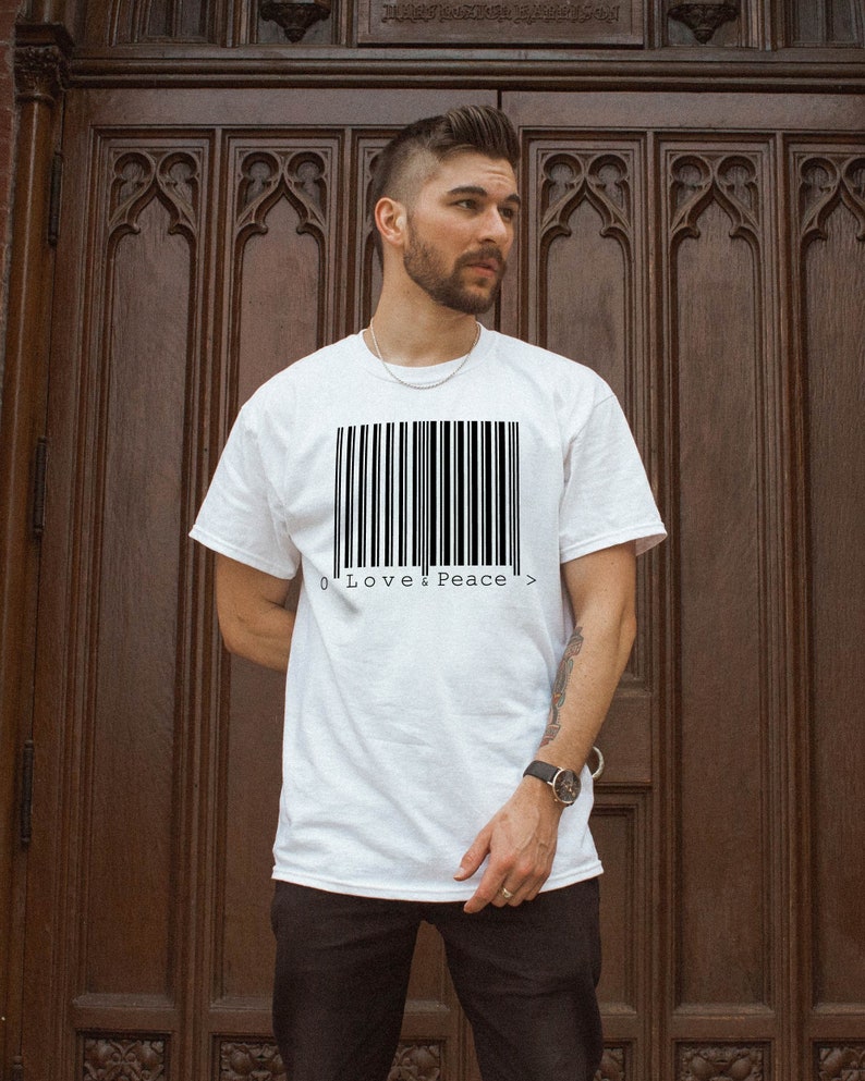 T-Shirt Love Peace Barcode Unisex Hippie Plus Size image 7