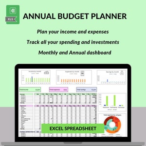 Annual and Monthly BUDGET Planner Spreadsheet | Budget Spreadsheet | Expense Tracker | Budget Planner for Excel | Budget Template