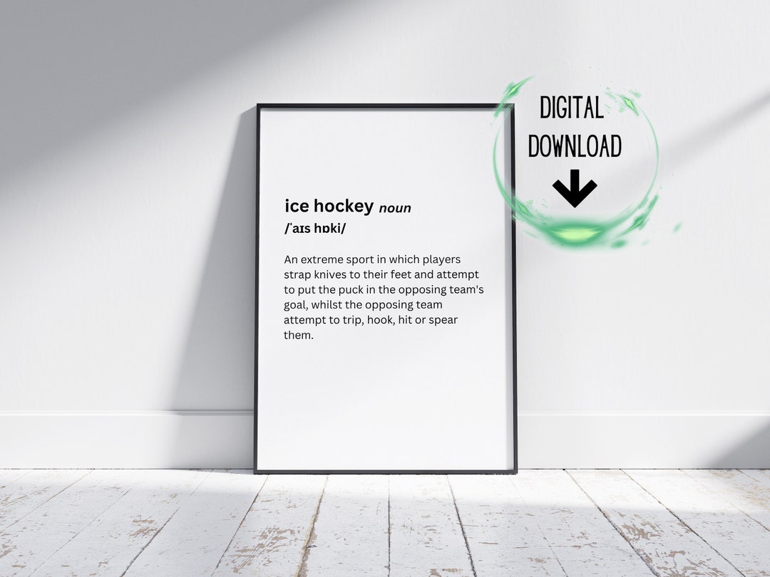 Ice Hockey Dictionary Definition Poster Etsy