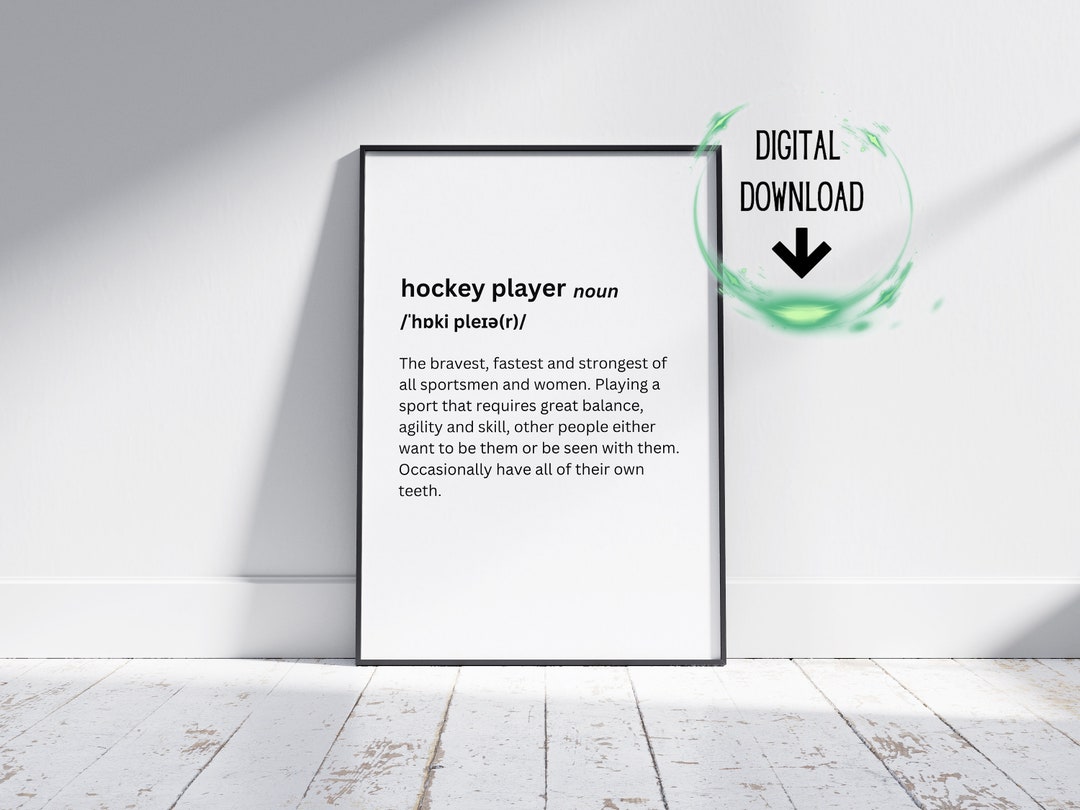 Hockey Player Dictionary Definition Poster Etsy Canada