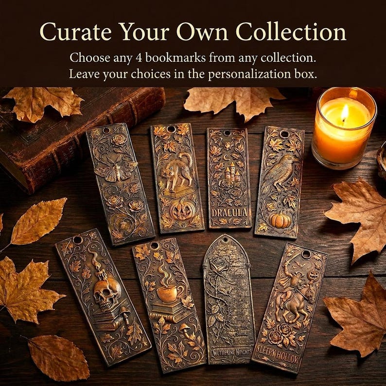 Frankenstein Bookmark, Del Toro, Gothic Literature, Dark Academia Horror Accessory Set of 4