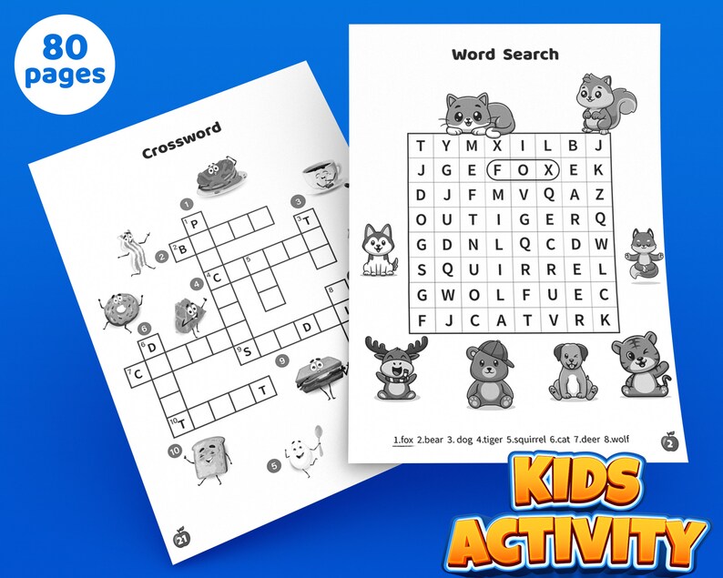 Printable Kids Activity Pack Crosswords, Mazes, Word Search, How to