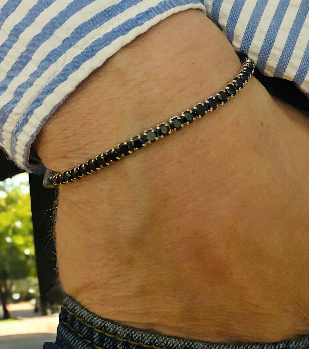 Black Tennis Bracelet,men Silver Tennis Bracelet,bracelet for Men,black