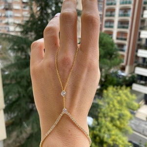 Sterling Silver Hand Ring Chain, Hand Chain Jewelry, Hand Chain Bracelet, Dainty Hand Bracelet,Ring Chain Bracelet,Silver Hand Chain,