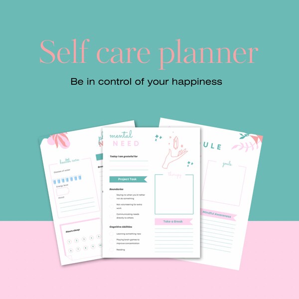 Mental health planner, happiness journal, diary of moods, happiness log, healthy mind healthy life
