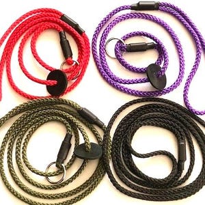 6mm very lightweight thin but strong slip lead for small dogs or light control 145 cm. UK made.