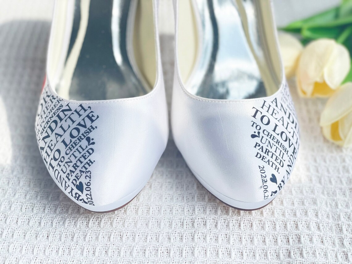 Women's Wedding Shoes Custom Bridal Shoes With Marriage Declaration - Etsy