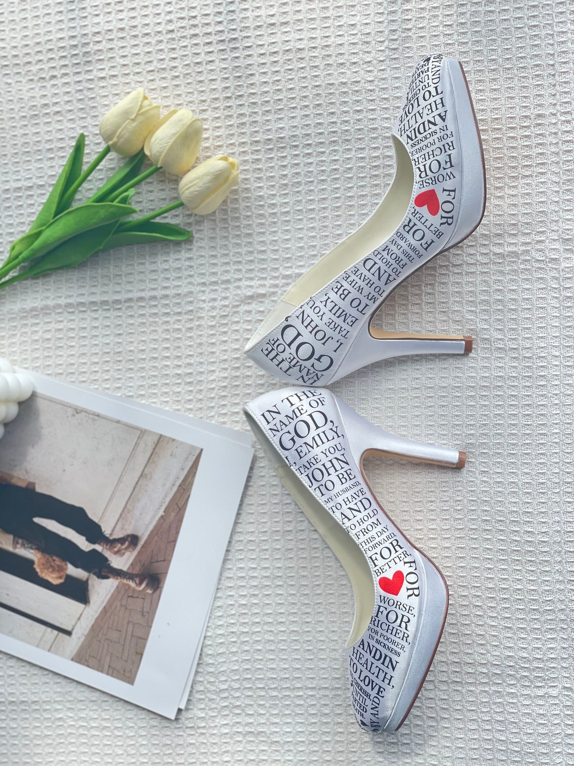 Women's Wedding Shoes Custom Bridal Shoes With Marriage Declaration - Etsy