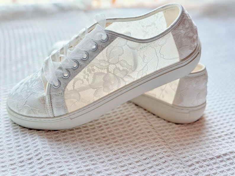 Bridal Lace Sneakers With Floral Appliqué & Rhinestones Wedding — free download