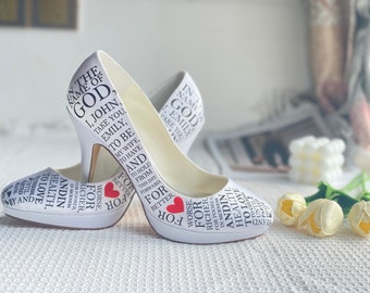 Women's Wedding Shoes Custom Bridal Shoes with Marriage Declaration