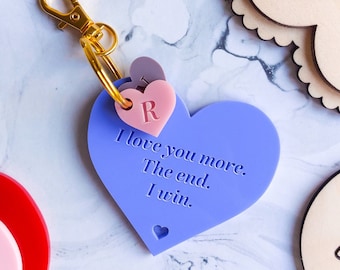 Personalised Heart Keyring, Valentines Day Keychain, Valentines Heart Keyring, Personalised Valentines Day Gift, Acrylic Heart Keyring