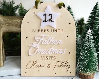 Personalised Christmas Countdown Sign, Personalised Countdown to Christmas, Sleeps until Santa Countdown, Father Christmas Countdown