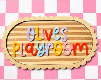 Personalised Playroom Sign, Personalised Children’s Playroom Wall Decor, Kids Playroom Decor, Kids Room Sign, Colourful Children's Room Sign