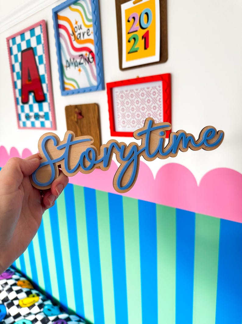 Wooden and Acrylic Storytime sign for kids room