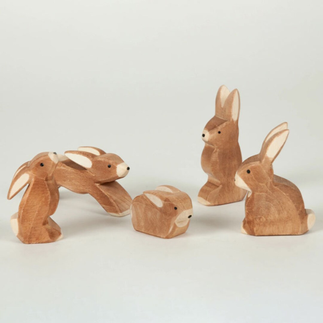 Rabbit Wooden Wooden Toy Animal Animals Small World - Etsy