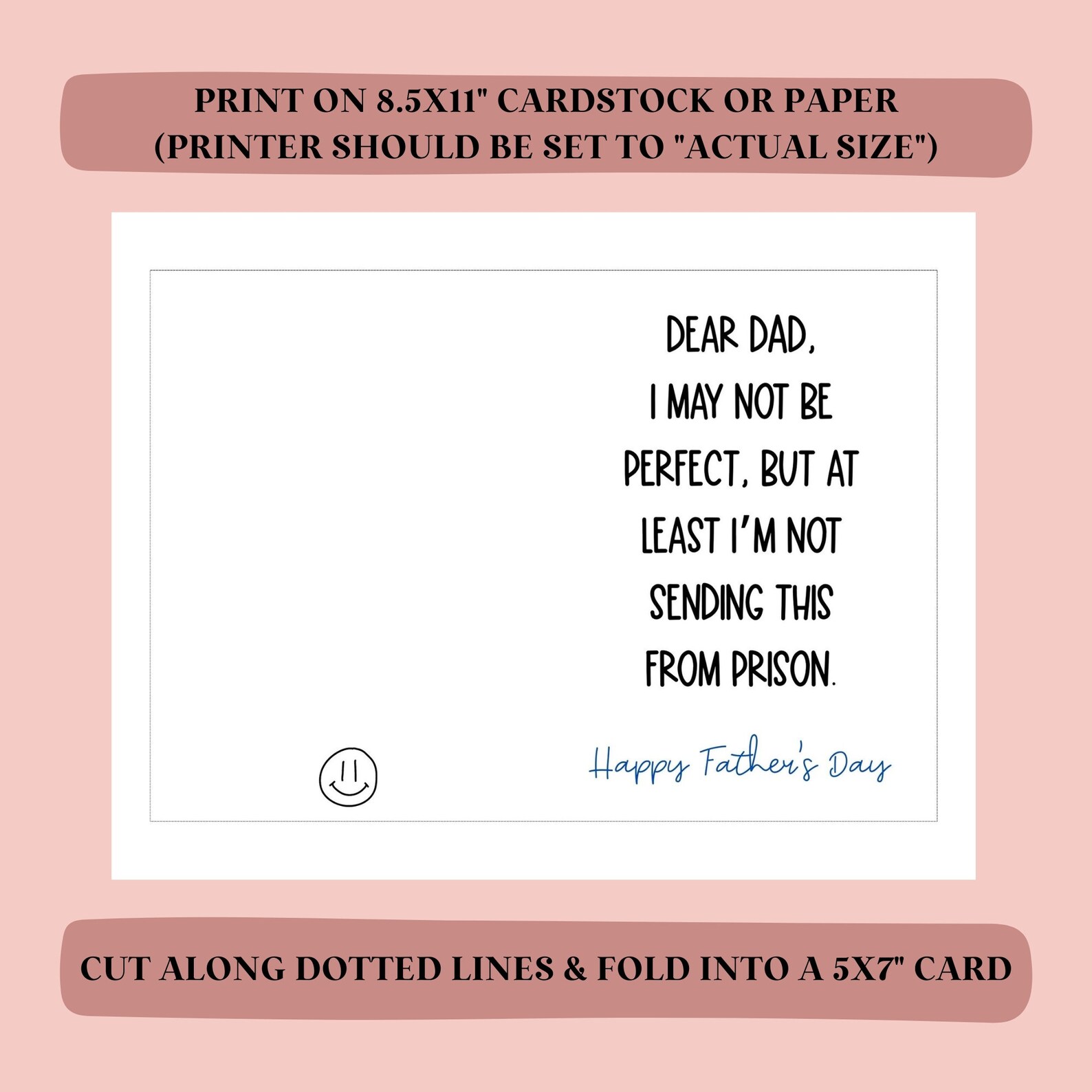 Father's Day Card Printable Printable Father's Day Card Last Minute ...