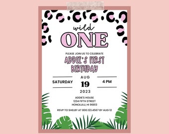 Wild One Birthday Invitation | Safari Wild Animals | Zoo | Boy | Girl | Digital Personalized Printable Invitation | Download and Print