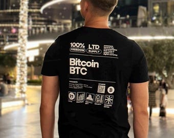 Bitcoin Label T-Shirt: High-quality crypto streetwear with a precise fit and 100% cotton. BITCOIN T-SHIRT, Crypto, Bullrun, Satoshi Wear