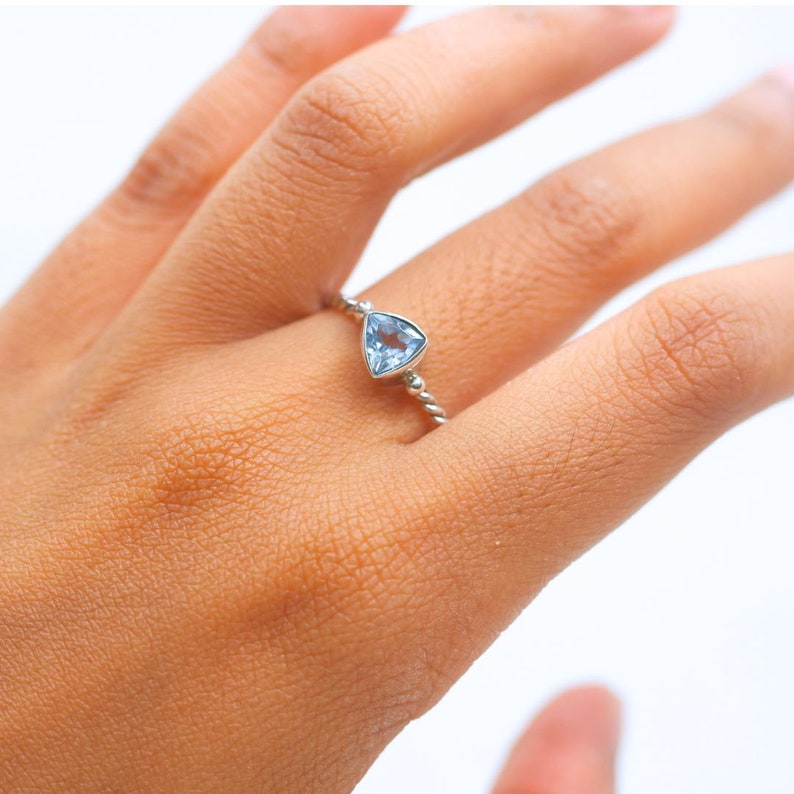 Bali Handmade Jewelry Twist Ring Blue Topaz 925 Silver Etsy